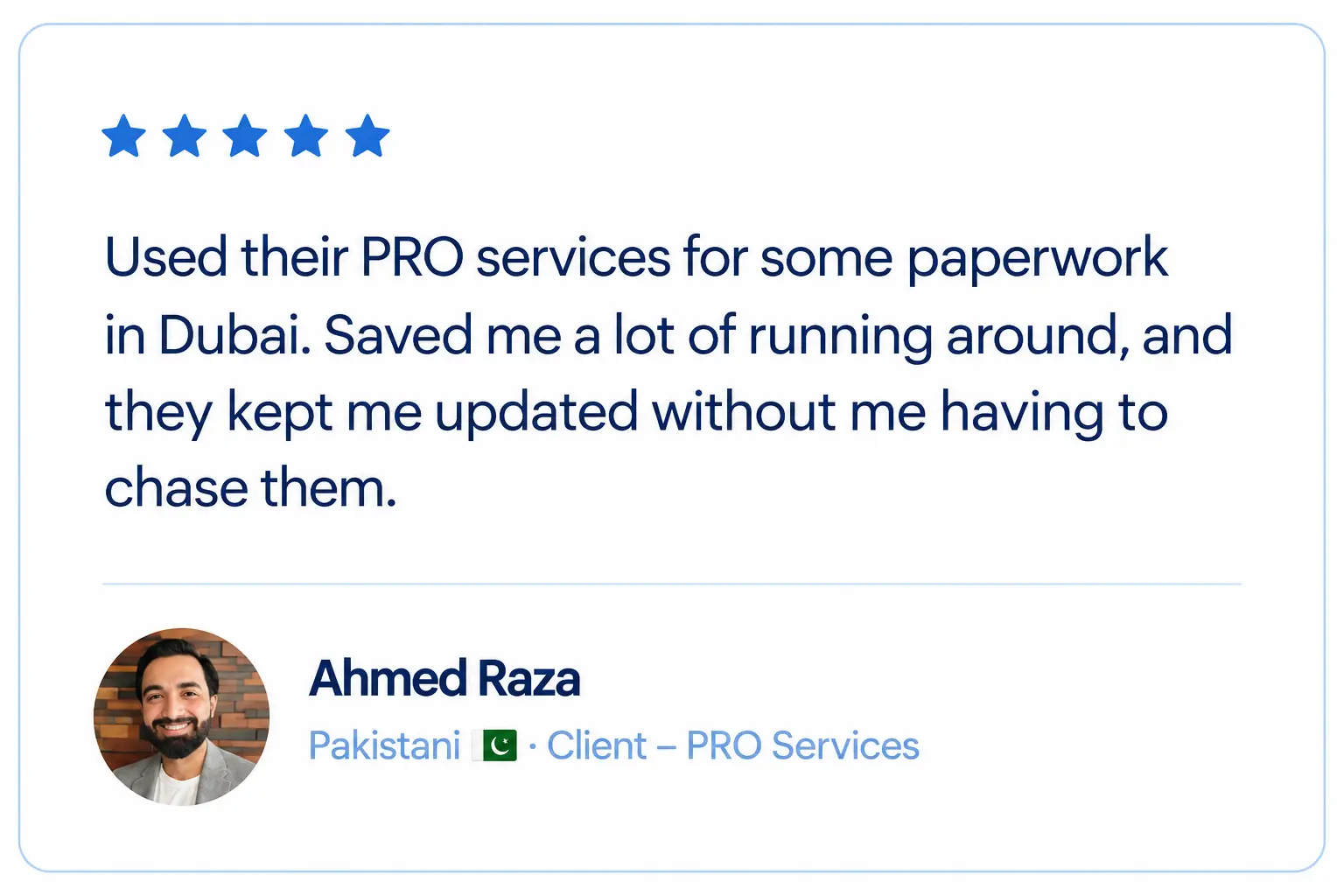 Modern Blue Testimonial Card