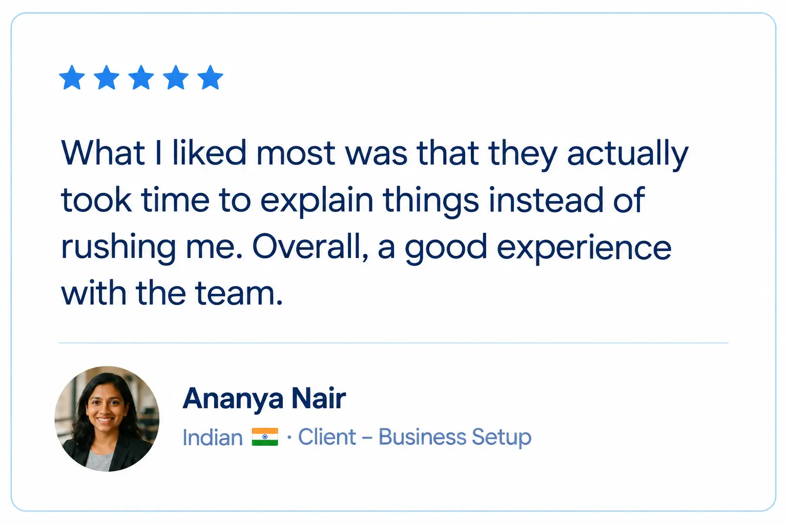 Modern Blue Testimonial Review Card